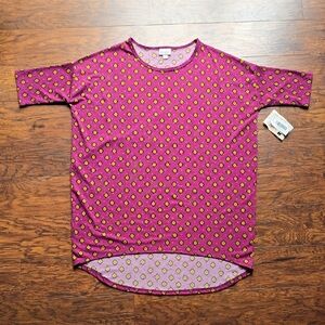 LulaRoe Irma XS Purple Top with Yellow Floral Design
